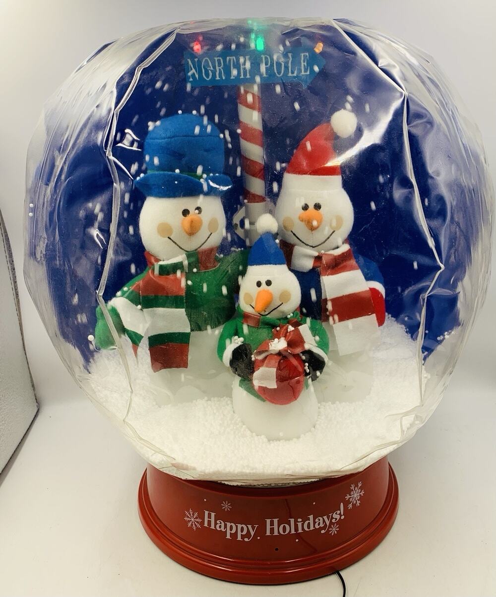 Vtg Gemmy Airblown Inflatable Snow Globe Holiday Decor Motion Activated Music